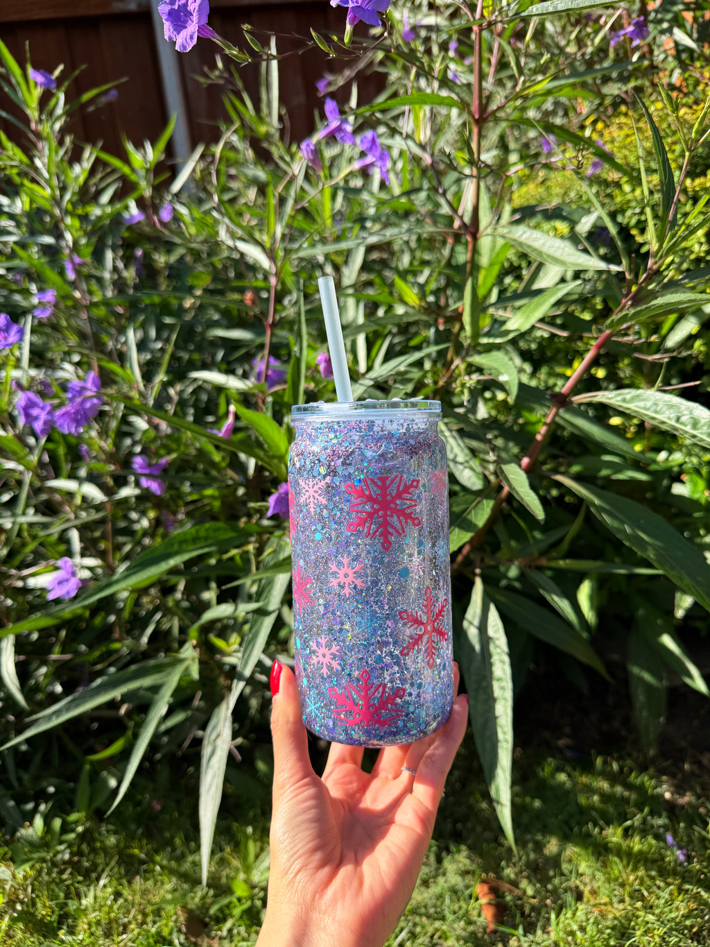 Blue and Pink Snowflakes