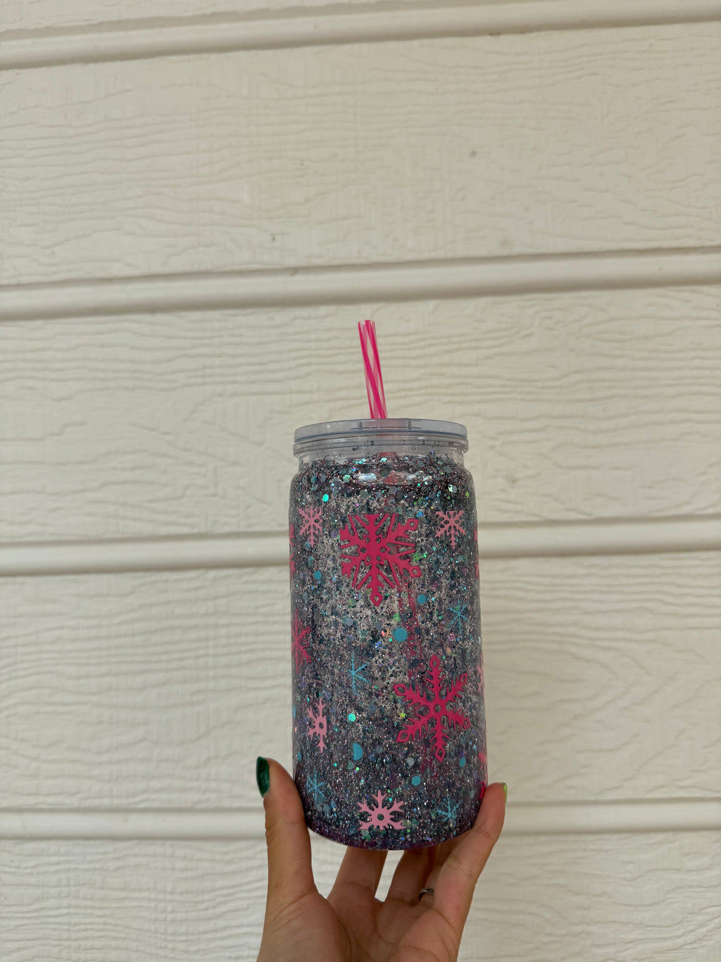 Blue and Pink Snowflakes